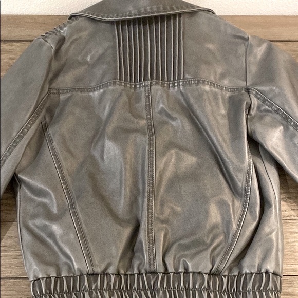 EUC [Beverly Hills Polo Club] Dark Gray Zip-Up Leather Jacket Women’s Sz Medium - Picture 8 of 12